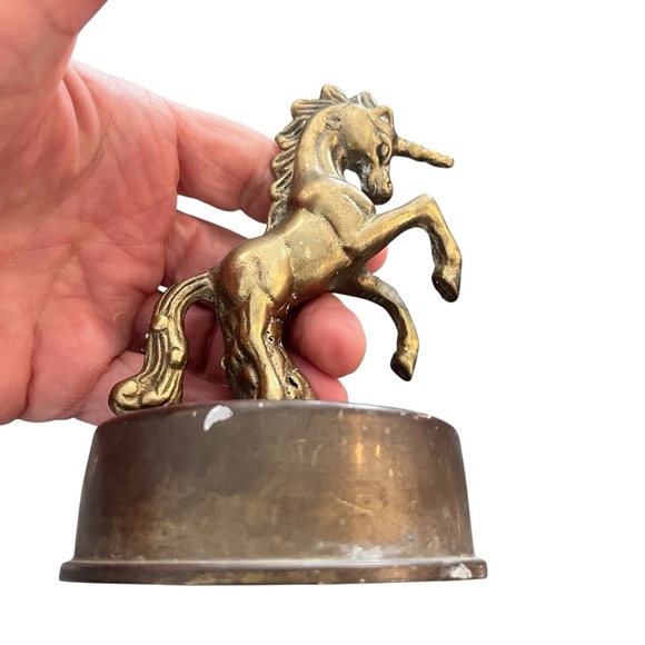 Vintage Brass Unicorn Figurine on Stand - Picture 5 of 10